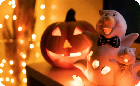 Image of halloween decor with lights